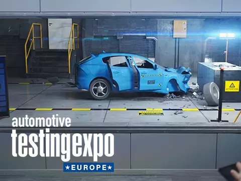 Testing expo logo over vehicle crash test in a lab environment