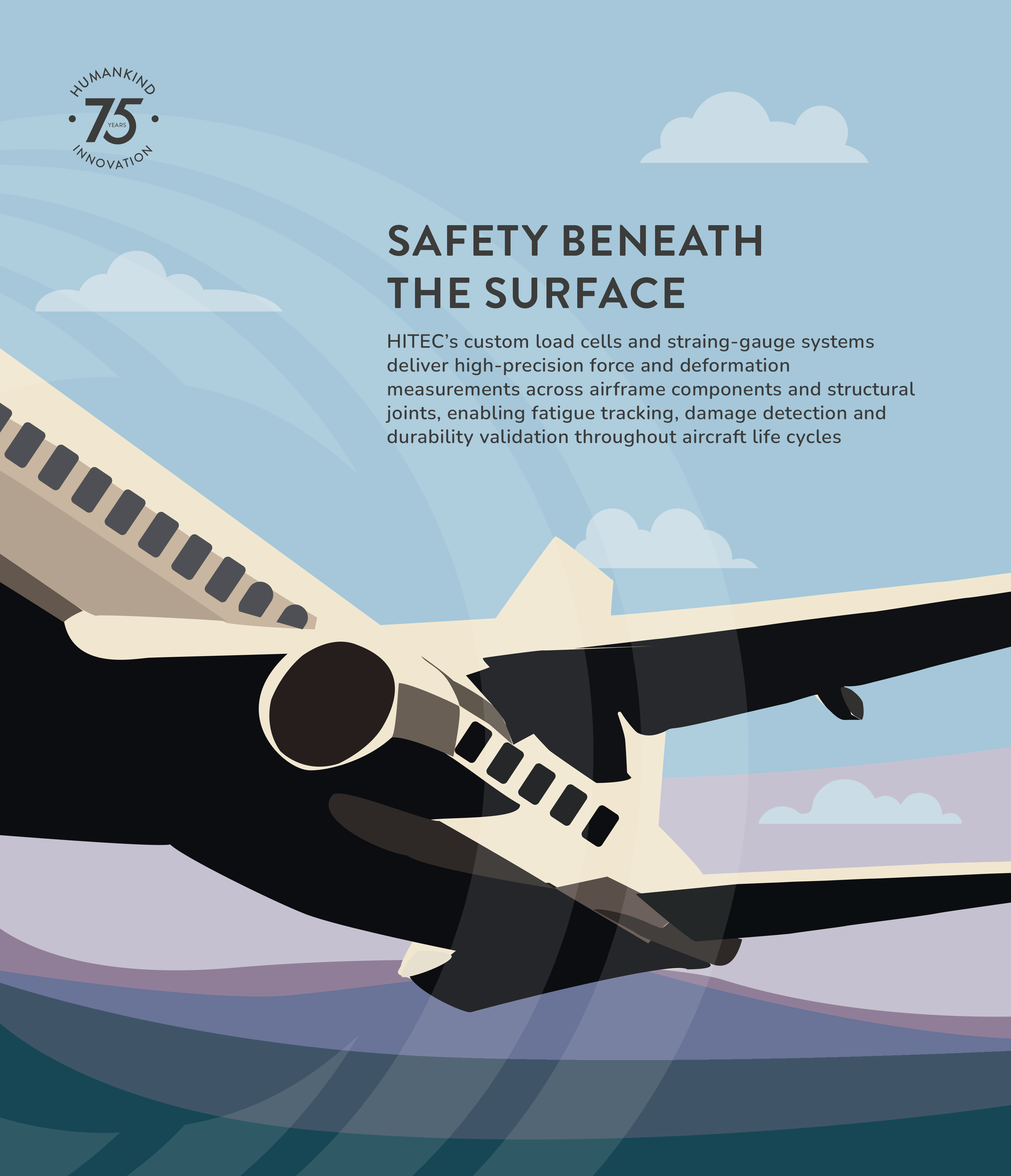 HITEC’s custom load cells and strain gauge systems deliver high-precision force and deformation measurements across airframe components and structural joints, enabling fatigue tracking, damage detection, and durability validation throughout aircraft life cycles