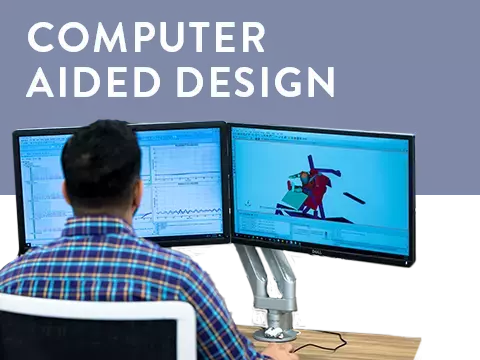 Employee working on computer with CAD