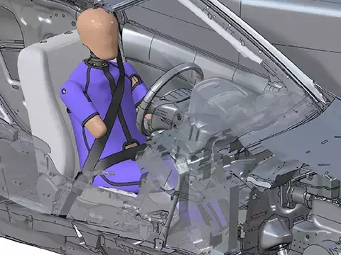 World Sid FE model in vehicle