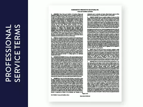 Professional Services Agreement card with image of legal document
