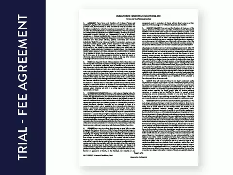 Trial Fee Agreement card with image of legal document