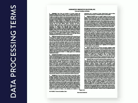 Data Processing Teaser card with legal document