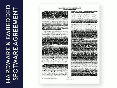 Hardware Agreement card with image of legal document
