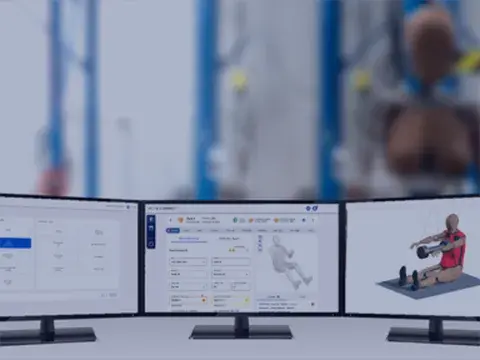 Three monitors with Connected Lab products