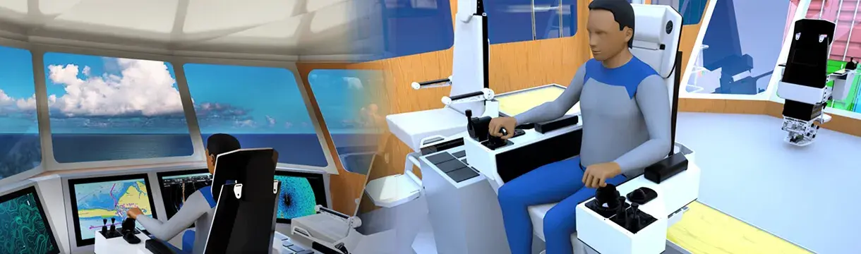 A photo of a virtual command bridge being designed in RAMSIS