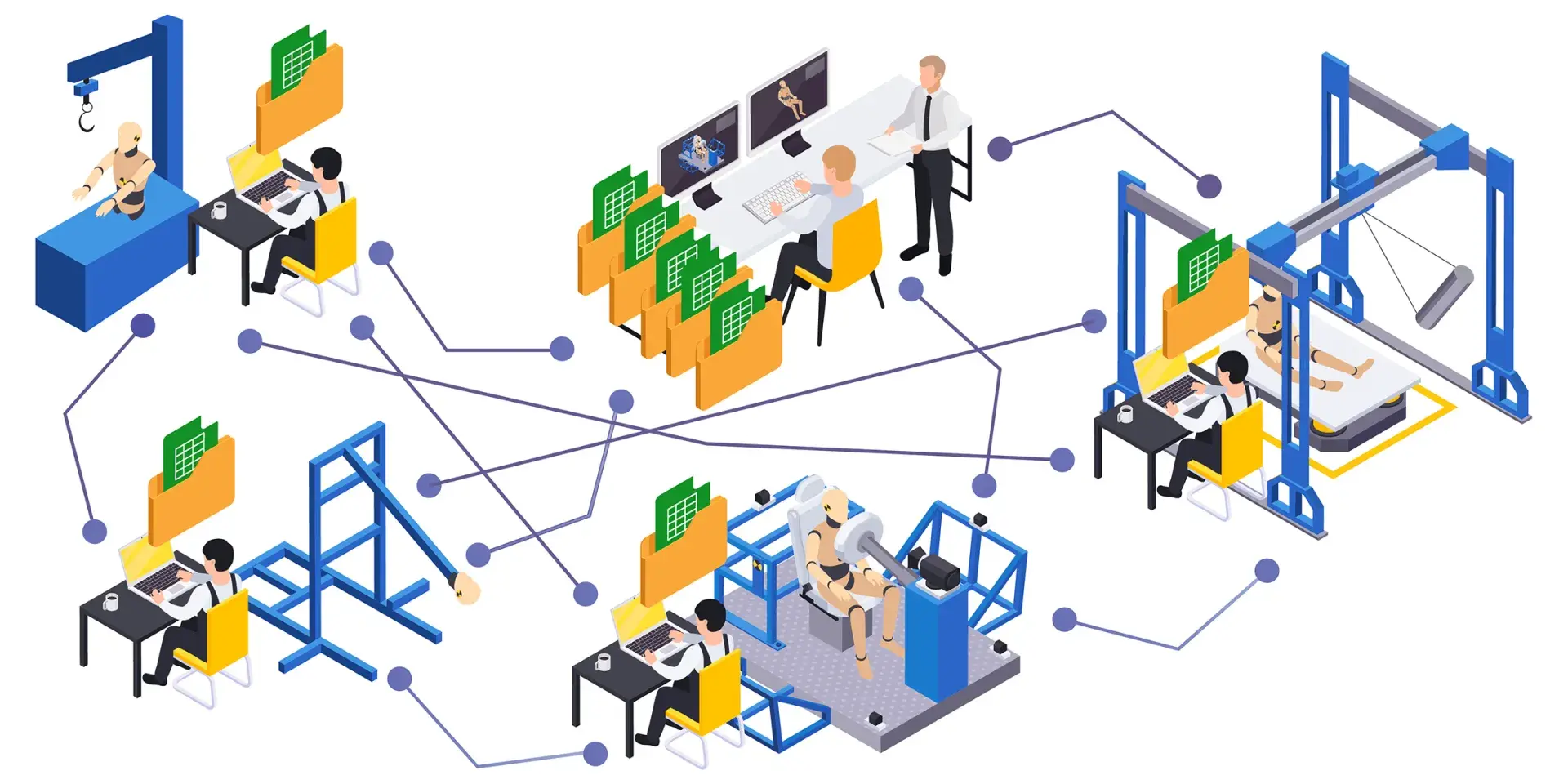 An illustration of a fragmented safety lab workflow