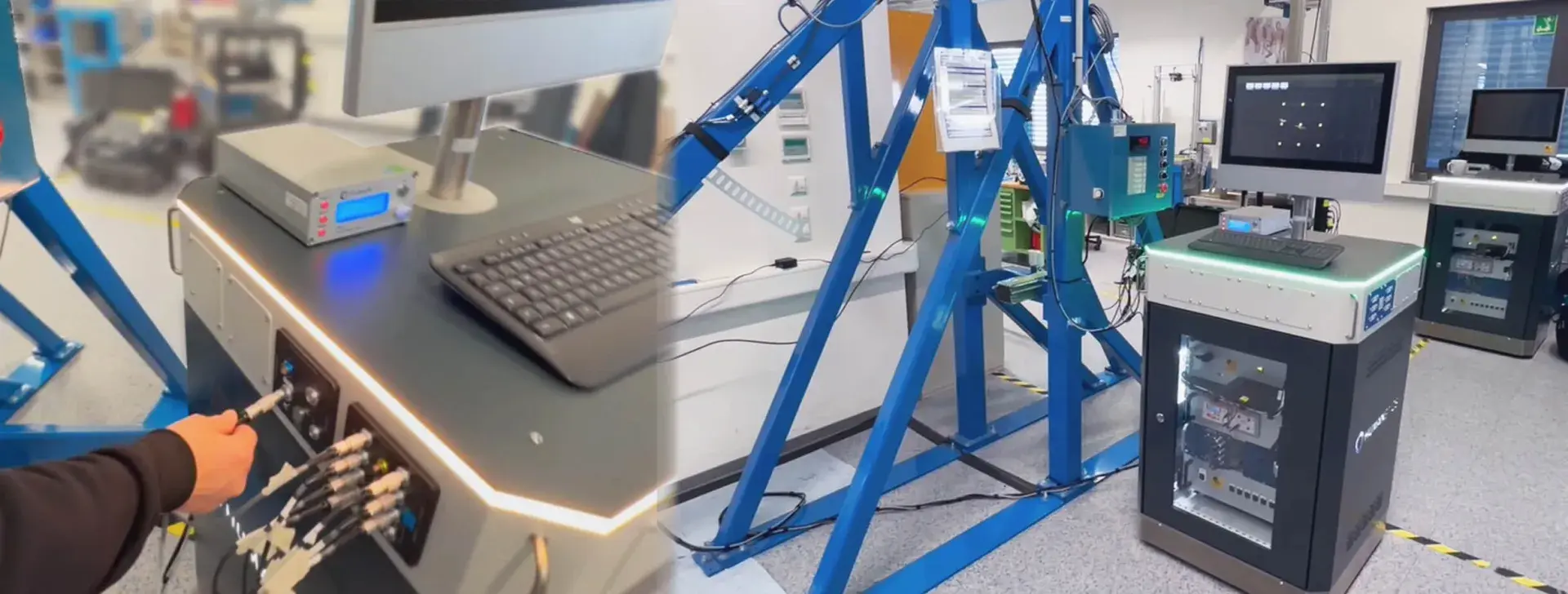 A photo of first gen certification lab equipment connected to Humanetics DataConnect Storage 