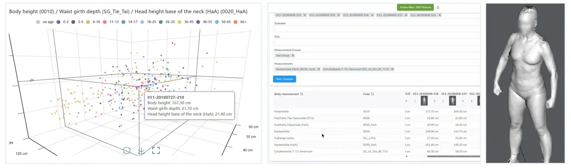 Screenshots of Anthroscan Connect software
